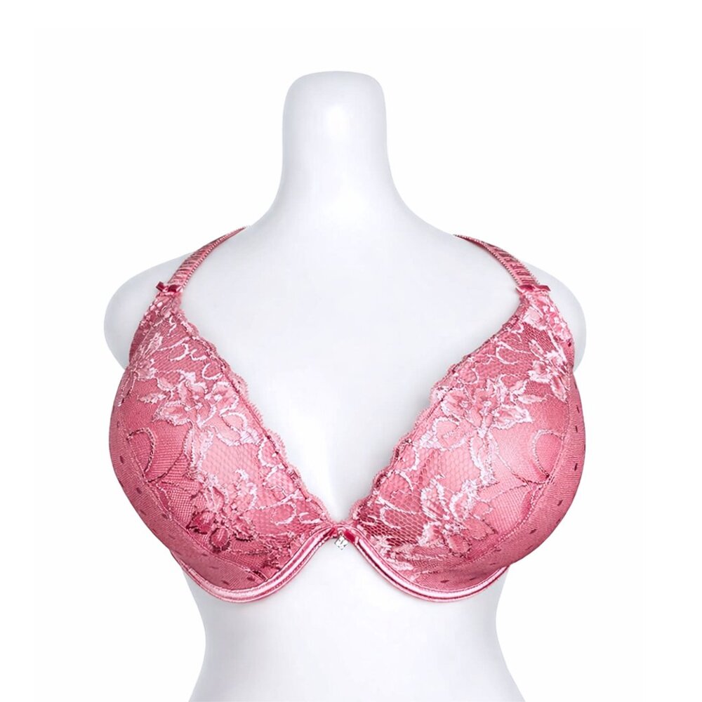 44 DDD Pink Floral Lace and Polka Dot Bra NWOT ( New Without Tags )